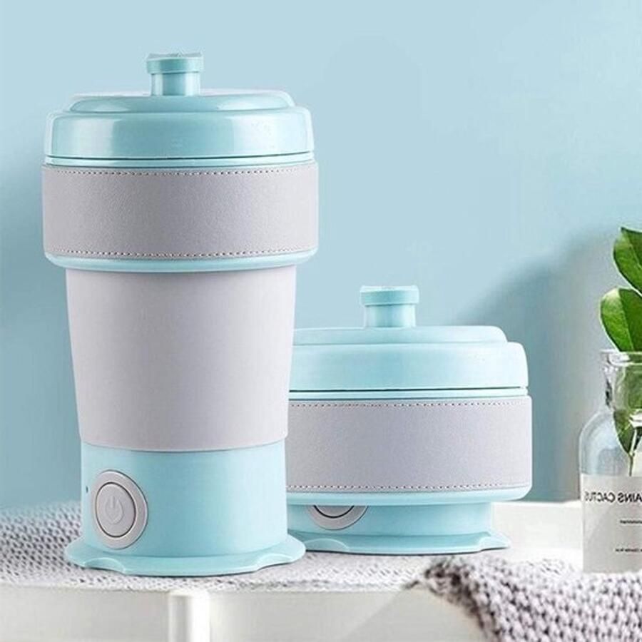 Opvouwbare Waterkoker Reis Waterkoker Silicoon Snel Water Koken Dubbele Beveiliging 0.45 Liter Roestvrij Staal