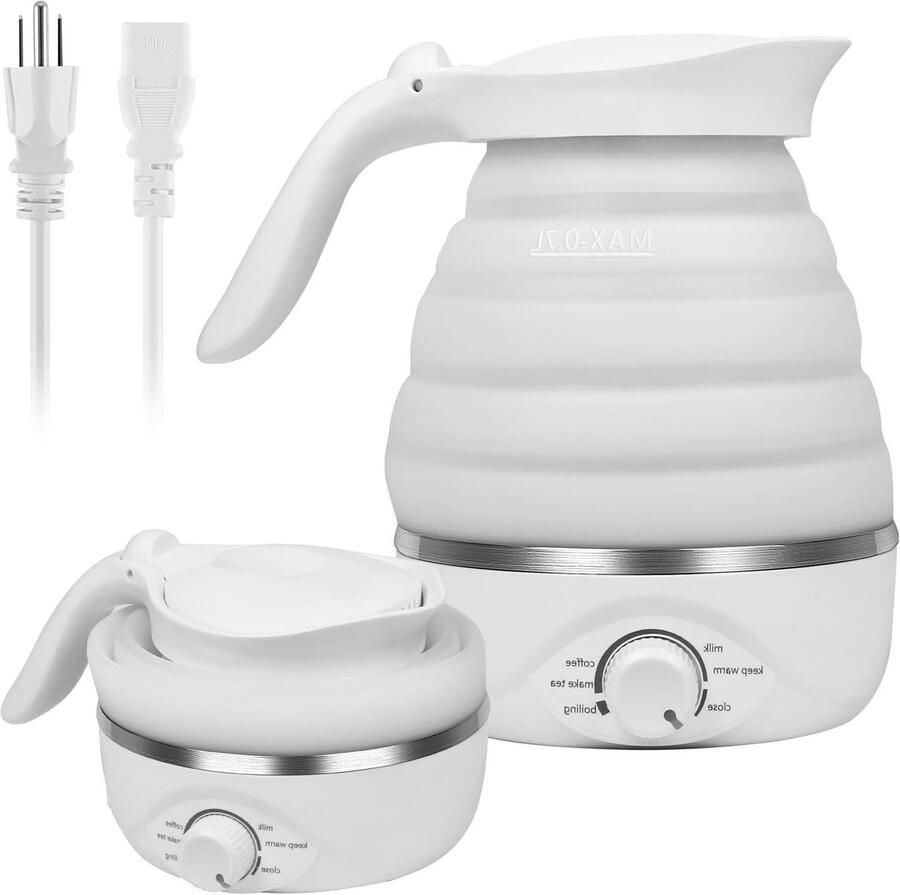 Opvouwbare Waterkoker Reis Waterkoker Snel Water Koken Voedselveilig Siliconen 700ml Wit