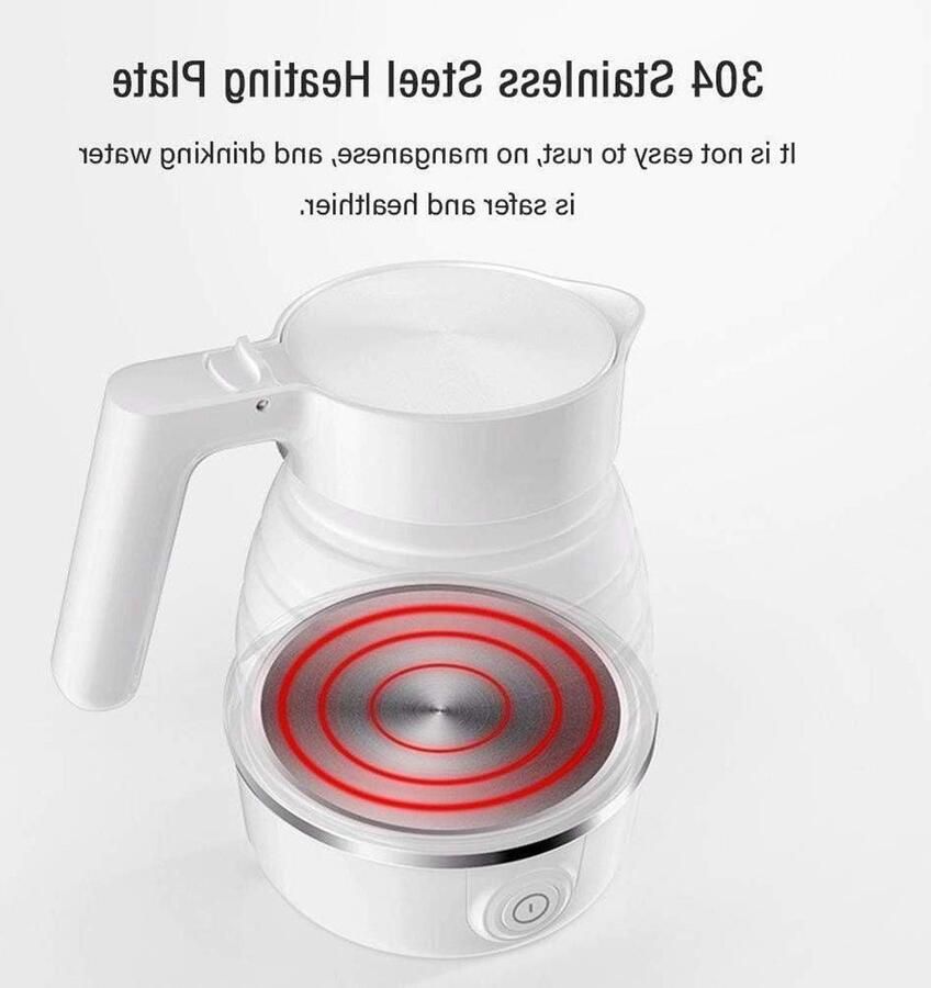 Opvouwbare waterkoker Reis waterkoker Snel water koken Dubbele beveiliging 06 liter Wit