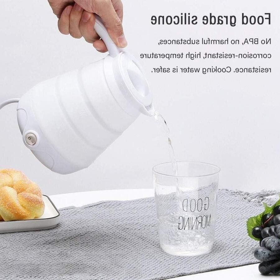 Opvouwbare Waterkoker Reis Waterkoker Snel Water Koken Dubbele Spanning 0.6L Inhoud Wit