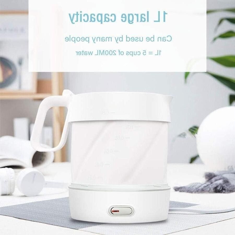 Opvouwbare Waterkoker Reis Waterkoker Snel Water Koken Dubbele Spanning 1 Liter Wit