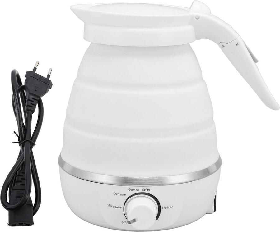 Opvouwbare Waterkoker Reis Waterkoker Snel Water Koken Voedselveilig Siliconen 600 ml Wit