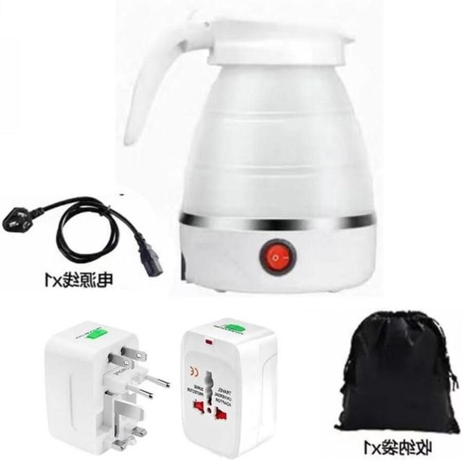 Opvouwbare Waterkoker Reis Waterkoker Water Koken Automatische Uitschakeling 500 ml Wit
