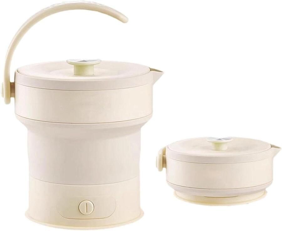 Opvouwbare Waterkoker Reis Waterkoker Water Koken Compact Opvouwbaar 600 ml Wit