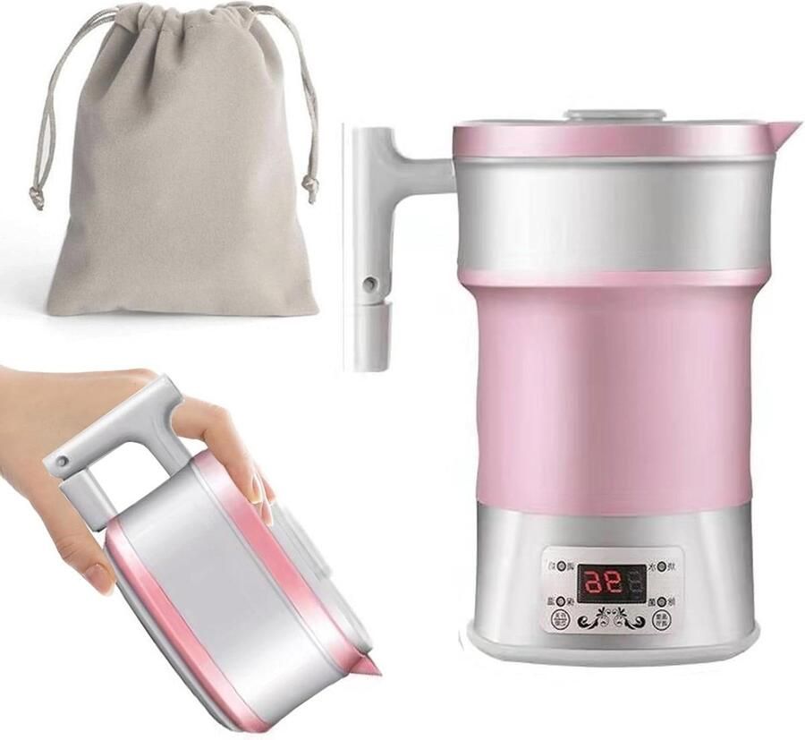 Opvouwbare Waterkoker Reis Waterkoker Water Koken Constante Temperatuur 800 ml Roze