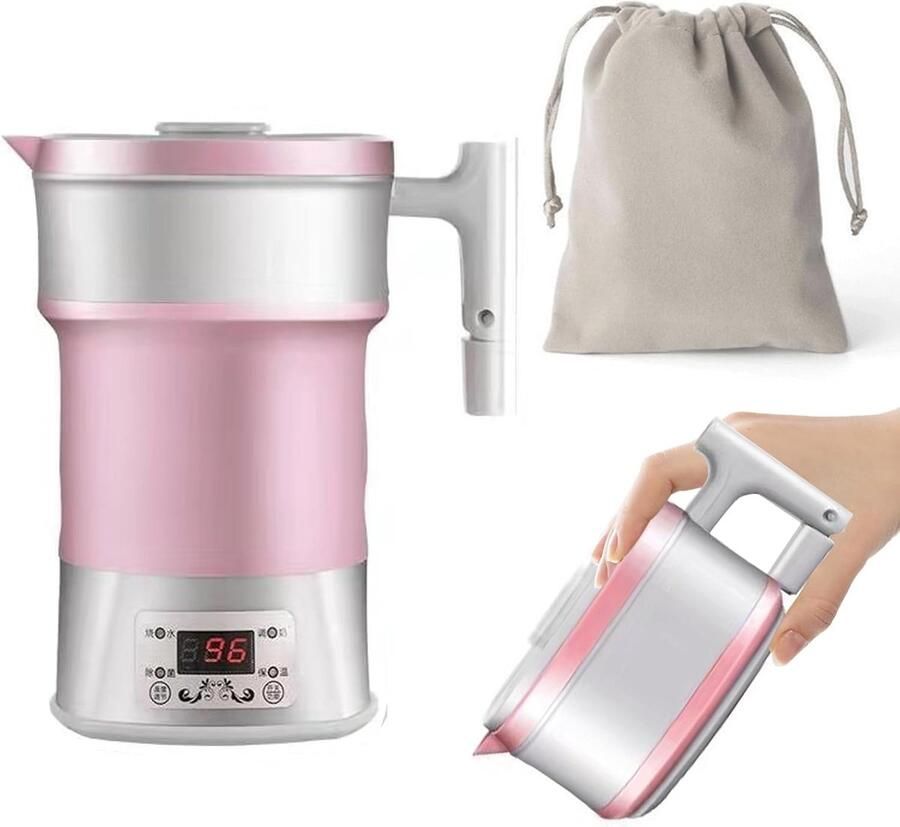 Opvouwbare Waterkoker Reis Waterkoker Water Koken Constante Temperatuur 800 Ml Roze