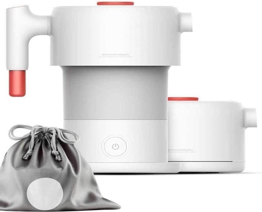 Opvouwbare Waterkoker Reisketel Draagbaar Koken Onderweg Automatische Uitschakeling 600 ml Wit