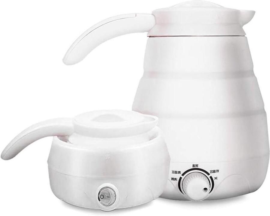 Opvouwbare Waterkoker Reisketel Drinkwaterkoker Koffie Thee Zetten Dubbele Spanning 0.6 L Wit