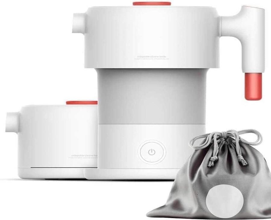 Opvouwbare Waterkoker Reisketel Elektrisch Koken Onderweg Dubbele Spanning Wereldwijd 600 ml Capaciteit Wit