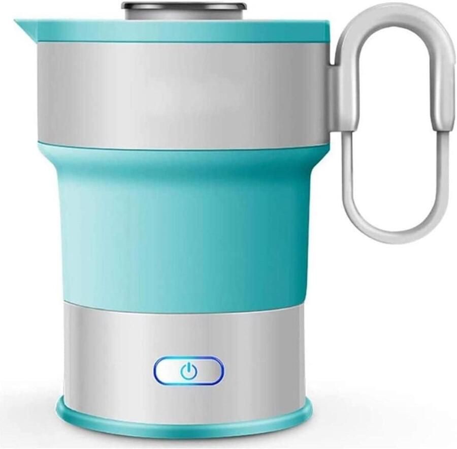Opvouwbare Waterkoker Reiskoker Theepot Reizen Kamperen Voedselkwaliteit Siliconen 0.6 L Blauw