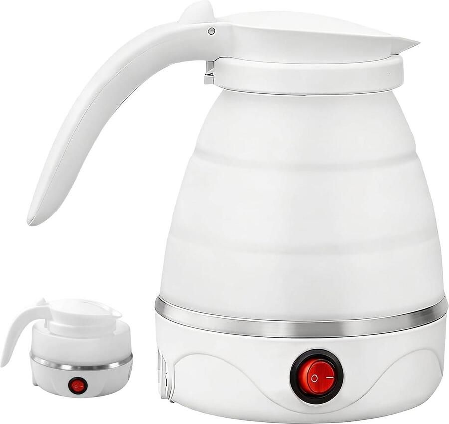 Opvouwbare waterkoker Reiswaterkoker mini Warme dranken maken Compact opvouwbaar 06 liter Wit
