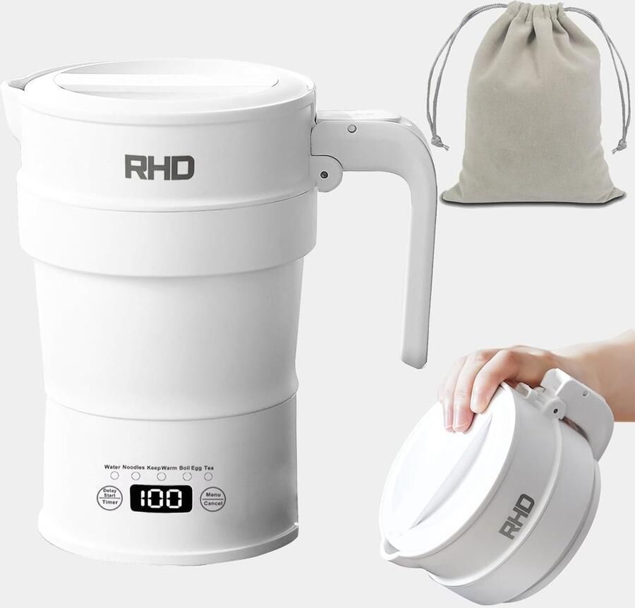 Opvouwbare Waterkoker Siliconen Draagbaar en Lichtgewicht Temperatuurweergave Voor Kamperen en Reizen
