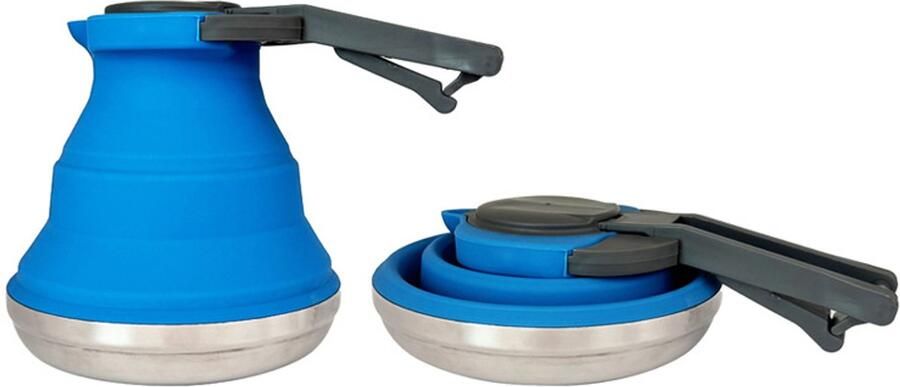 Opvouwbare waterkoker voor caravan – Capaciteit: 1 5 L – Siliconen – Roestvrijstalen bodem – Ideaal voor camper caravan reizen – Blauw.L
