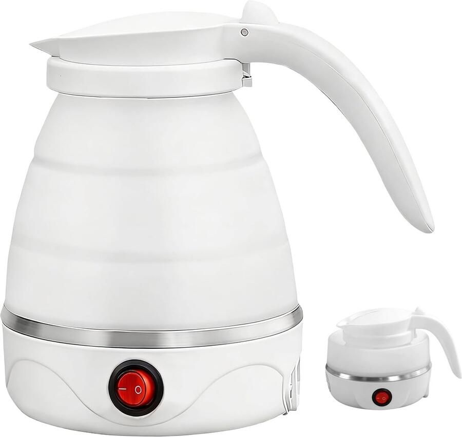 Opvouwbare Waterkoker Wit 0 6 Liter Siliconen Mini Waterkoker Voor Reizen en Kamperen