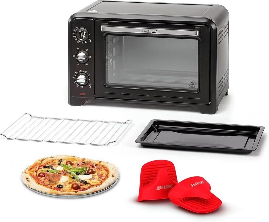 Opzetoven Mini oven Dagelijks koken 6 kookmodi 33 Liter Zwart