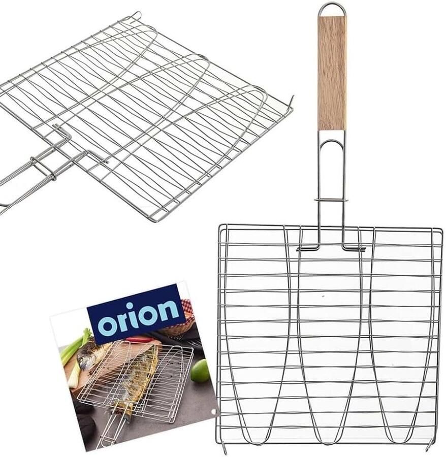 Orion group Grillrooster rooster voor het grillen van vis van metaal 28 x 55 5 cm