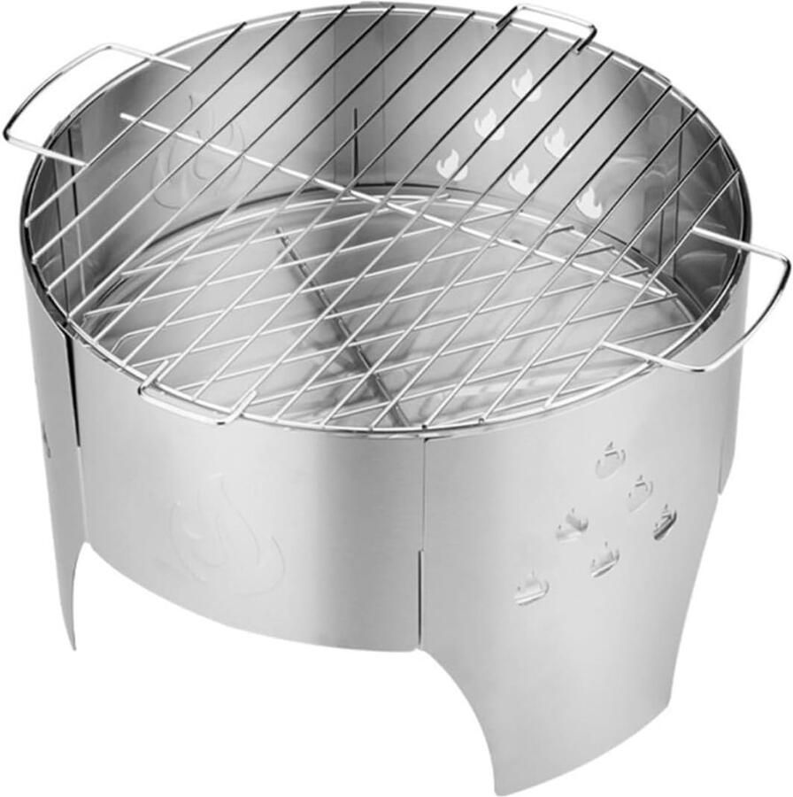 Outdoor Grill Kampvuur BBQ Buiten Koken Gereedschapsloze Montage 40 x 23.6 cm Zilver