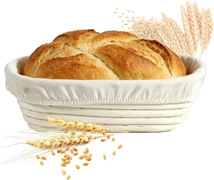 Ovaal Rijsmand Broodmand Rijs Brood Bakken Handgemaakt 25x10x5 cm Bruin