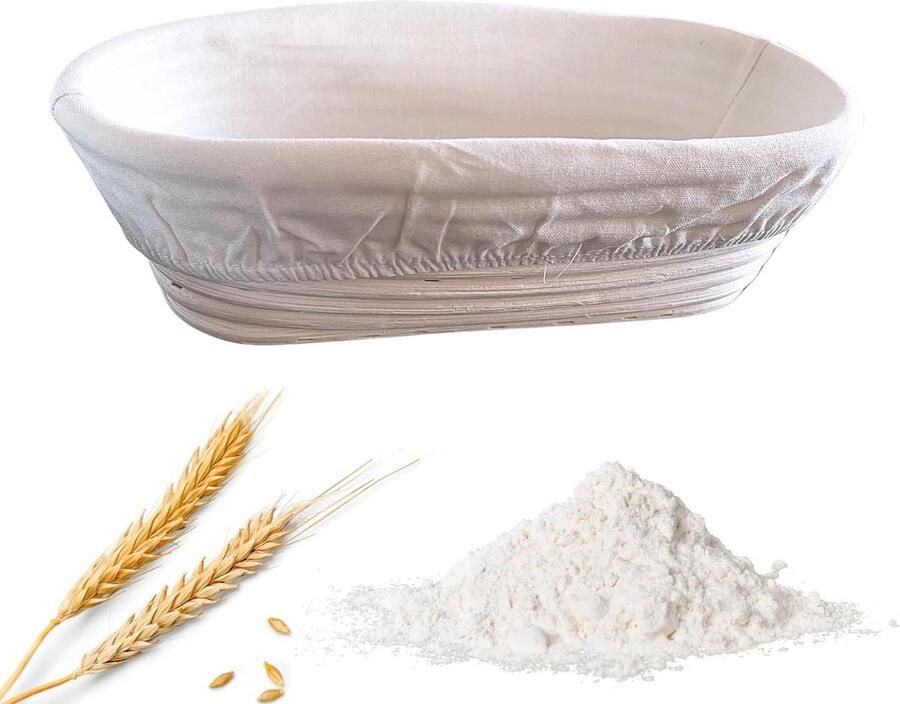 Gaarmand Ovaal Rijsmand Rotan Brood Bakken Gelijkmatig Rijzen 34.5 cm Groot Beige
