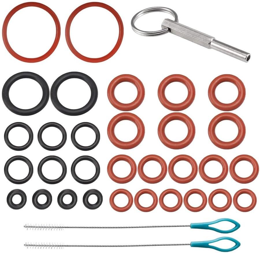 Oval Head Sleutelhanger Moersleutelset 33 Stuks Inclusief 2-Delige Reinigingsborstelset Geschikt voor Volautomatische Koffiemachines