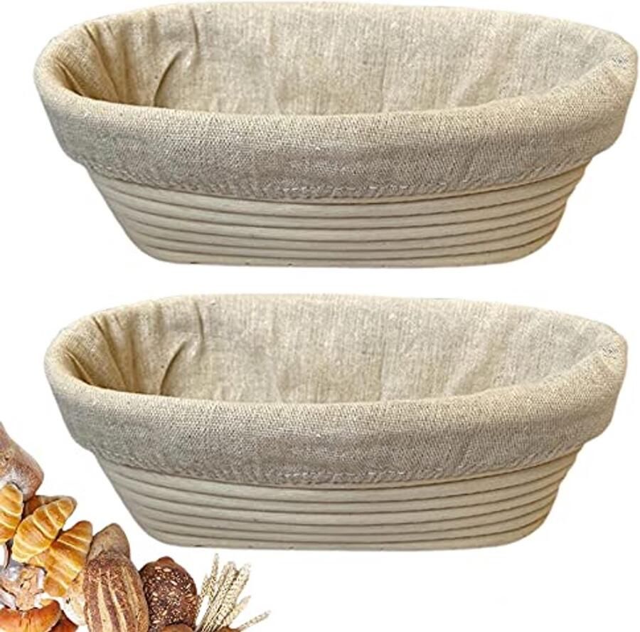 Oval Proofing Basket Set voor Brood Bakken 2 Stuks Perfect voor Ambachtelijk Brood