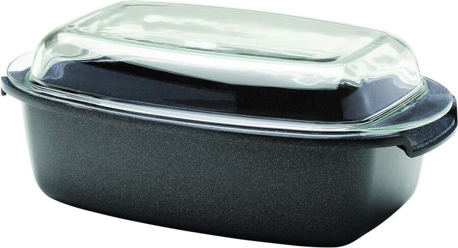 Ovale Braadpan Gegoten Aluminium Pan Langzaam Garen Afneembare Handgreep 5.2 Liter Zwart