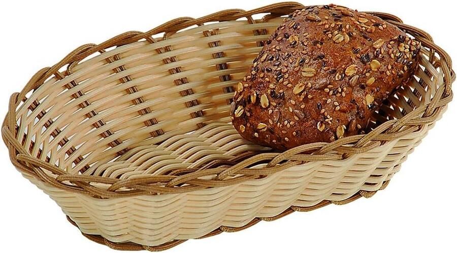 Ovale broodmand van kunststof 26 cm bruin