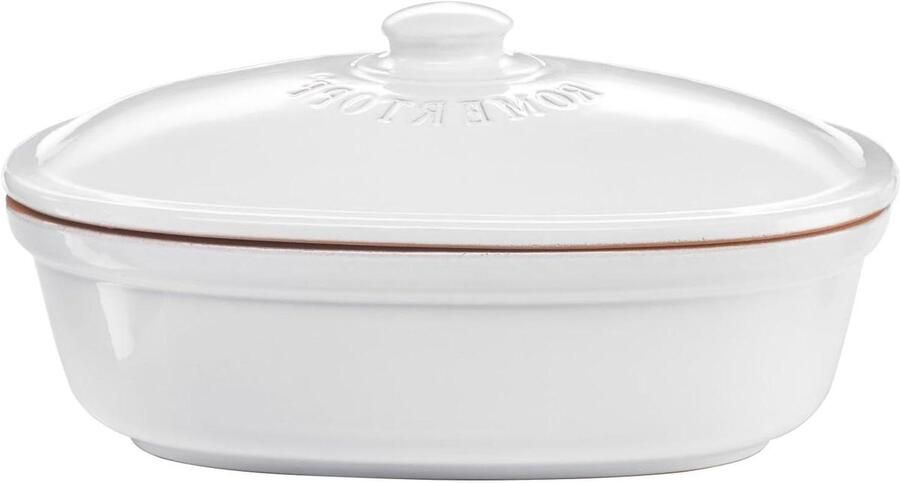 Ovale Broodtrommel Brood bewaren Brood vers houden Ademende natuurklei 30x21cm Wit