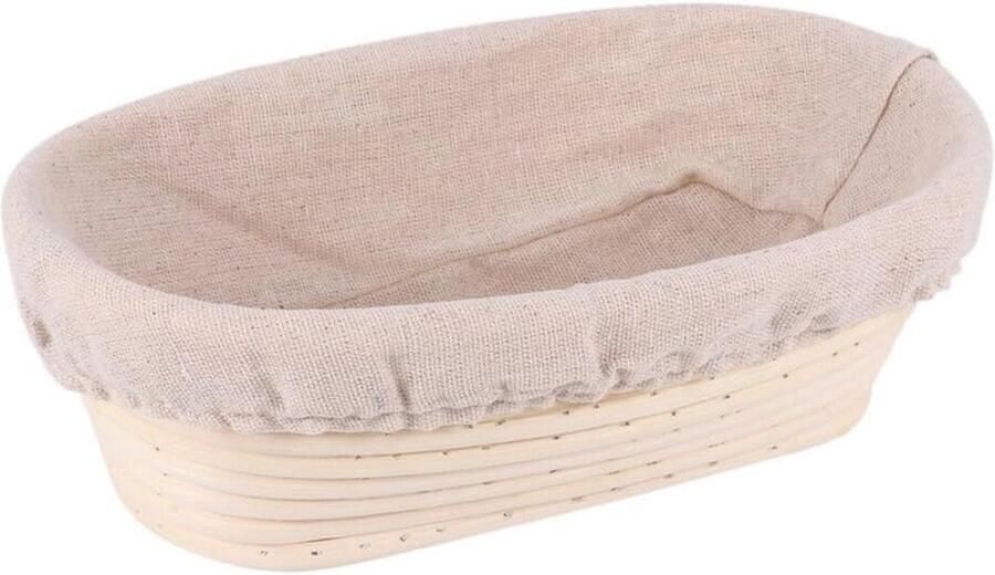 Ovale Gaarmand voor Zuurdesem Deegmand van Rotan met Linnen Inzetstuk Bakaccessoires voor Hobbybakkers (21 x 15 x 8 cm)