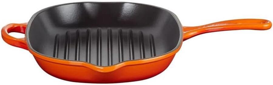 Ovale Grillpan Gietijzeren Koekenpan Allround Koken Dubbele Schenktuiten 32 cm Oranjerood