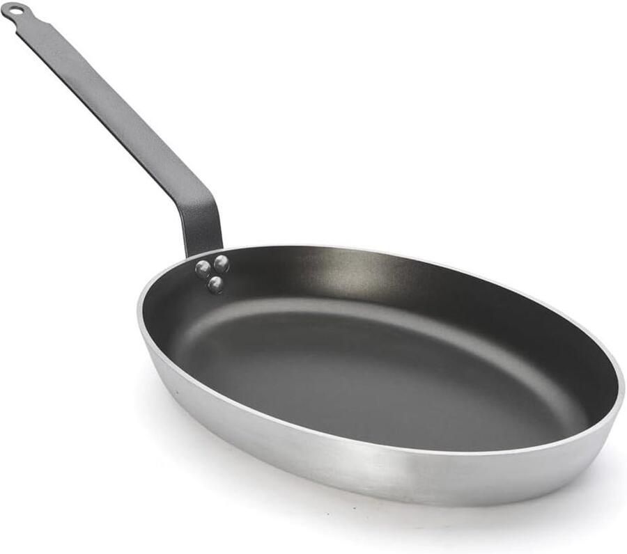 Ovale Koekenpan Vispan Hele Vis Garen Dik Aluminium 40 cm Grijs