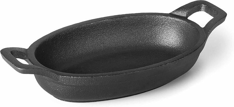 Ovale kookpan Gietijzeren pan Klassiek koken Ovenbestendig 17 cm Zwart