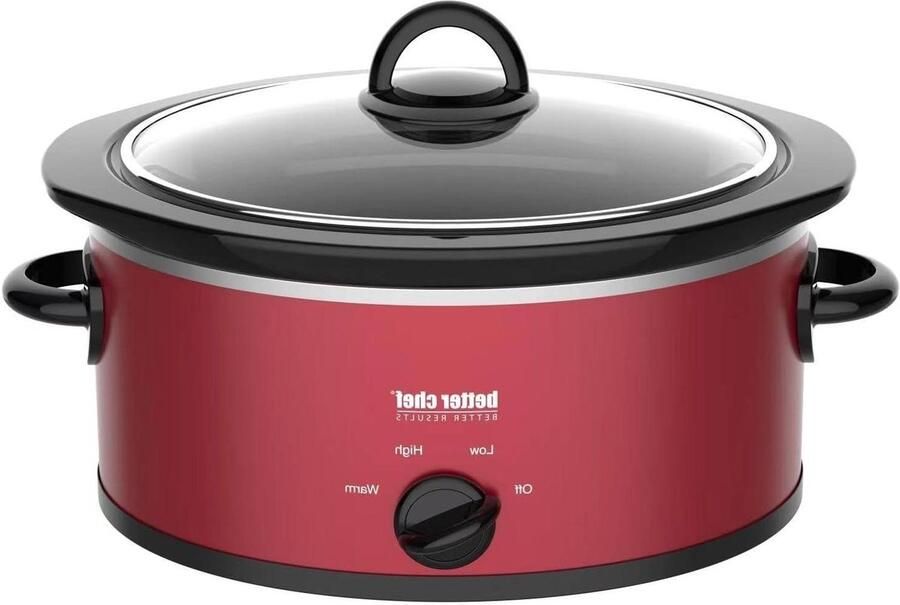 Ovale Kooktoestel Slowcooker Stoofpot Lange Maaltijden Bereiden Drie Temperatuurstanden 3 Liter Rood