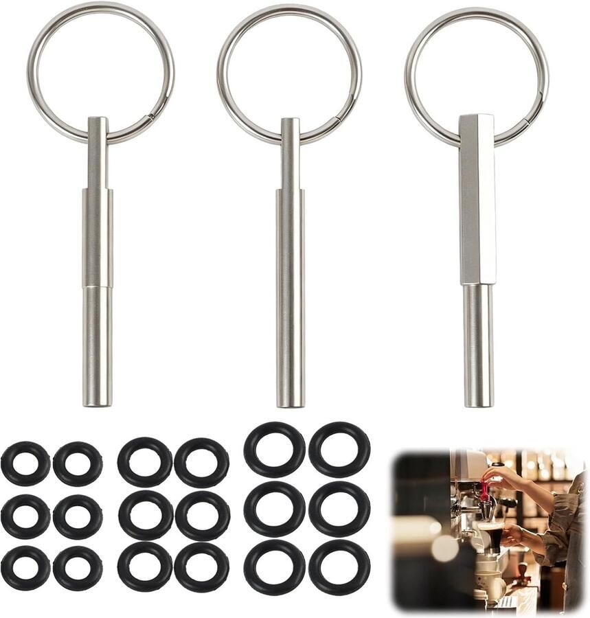 Ovale kopsleutels set van 3 roestvrij staal onderhoudsset met rubberen ringen ideaal voor koffiemachines ShopVlot