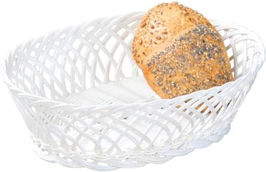 Ovale kunststof broodmand 31 x 23 5 x 8 5 cm wit