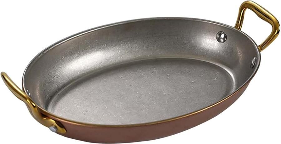 Ovale Paella Pan Kookgerei Schotel Gerechten Bereiden Roestvrij Staal 18 cm Goud
