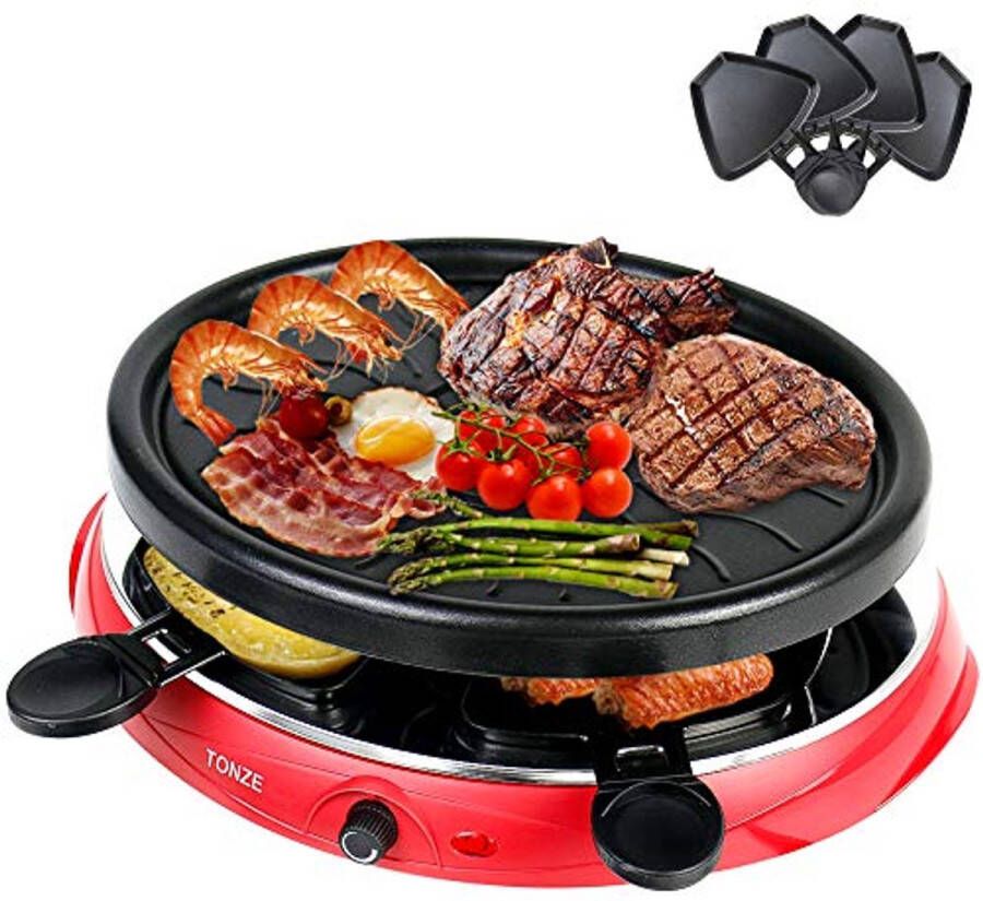 Ovale Raclette Grill voor 4 Personen met Antiaanbaklaag en Grote Grillplaat