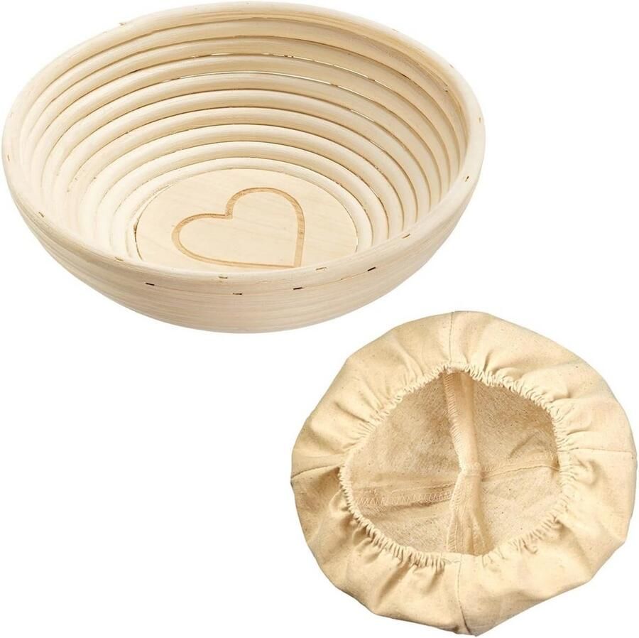 Ovale rijsmand met deksel van natuurlijk riet en katoen ideaal voor het rijzen van brooddeeg