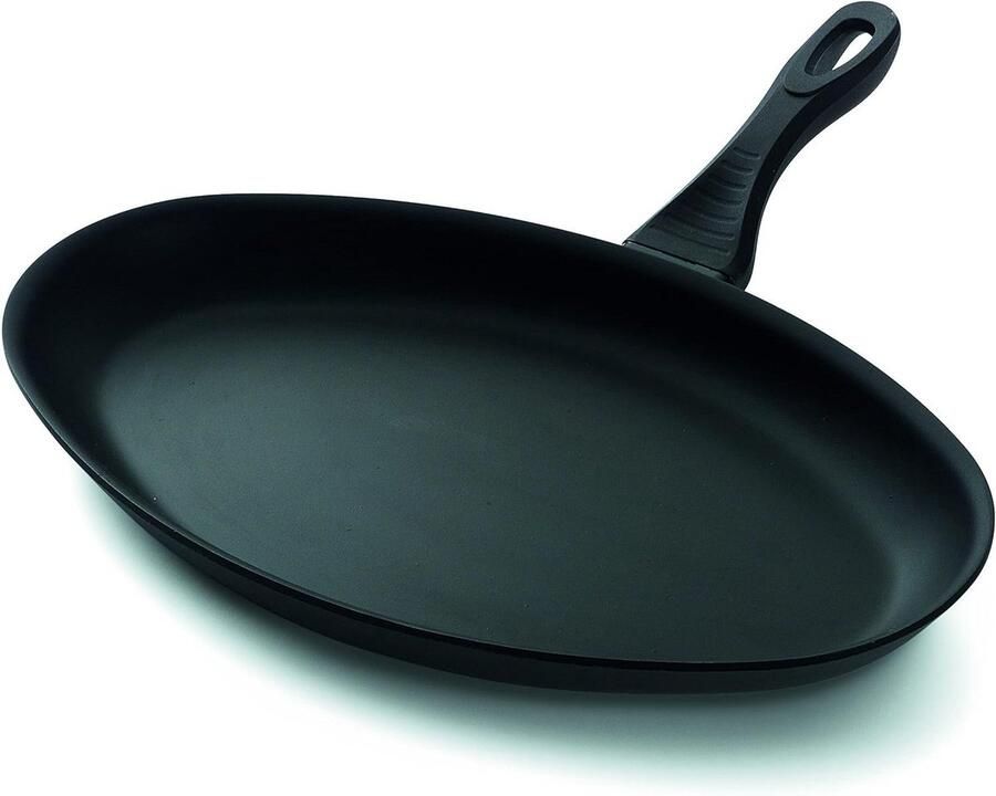 Ovale Vispan Koekenpan Vis Bereiden Antiaanbaklaag 41 x 28 cm Zwart