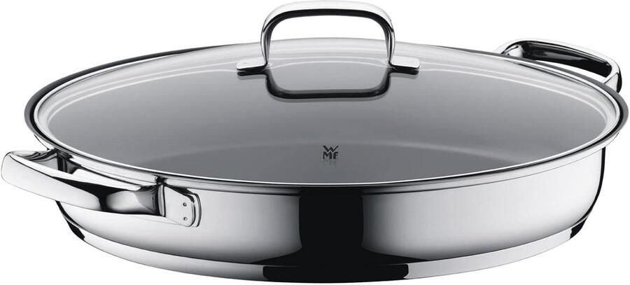 Ovale Vispan Vispocheerpan Hele vis koken Incl. glazen deksel 38 x 26 cm Zilver