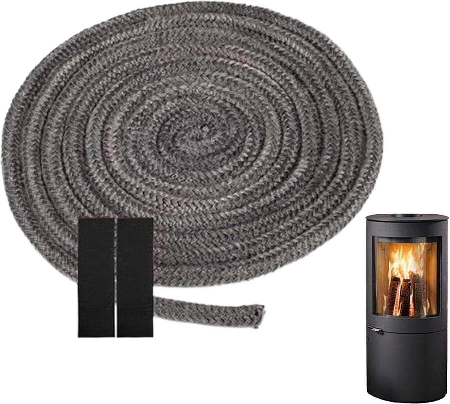 Oven Afdichting Touw Kachelband Glasvezel Warmte Behoud Hoge Temperatuur Bestendig 2 Meter Lengte Zwart - Foto 1