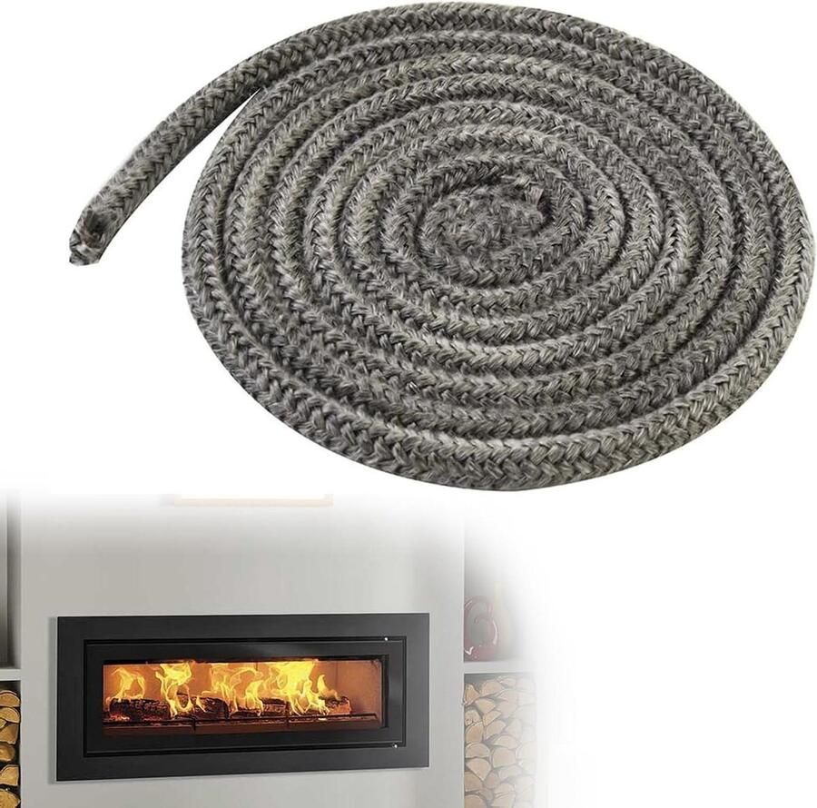 Oven Afdichtingskoord Haard Koord Kachel Dichten Hittebestendig tot 600°C 8 mm x 2.5 m Grijs