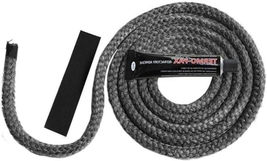 Oven Afdichtingsset Schoorsteenafdichting Kachel Vuurruimte Afdichten Glasvezel met Grafiet 14mm Zwart