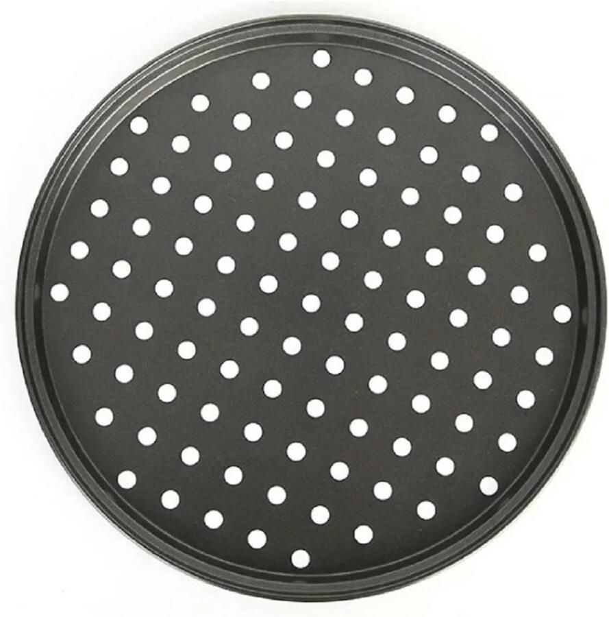 Oven Bakpan 2 STKS Bakplaat Pizza Lade Bakken en Koken Met Gaten 28cm Zwart - Foto 1