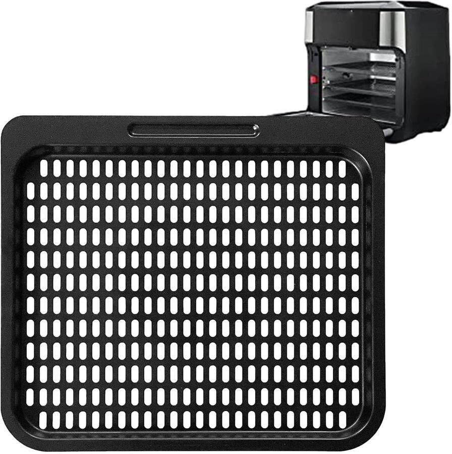 Oven Bakplaat Crisper Tray Grill Lucht Frituren Bakken Antiaanbaklaag Goede Circulatie 23 x 25.8 cm Zwart