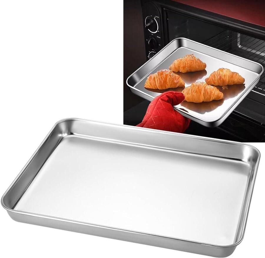 Bakplaat Pan Oven Trays Koekjes Bakken Roestvrij Staal 405x305x25cm Zilver