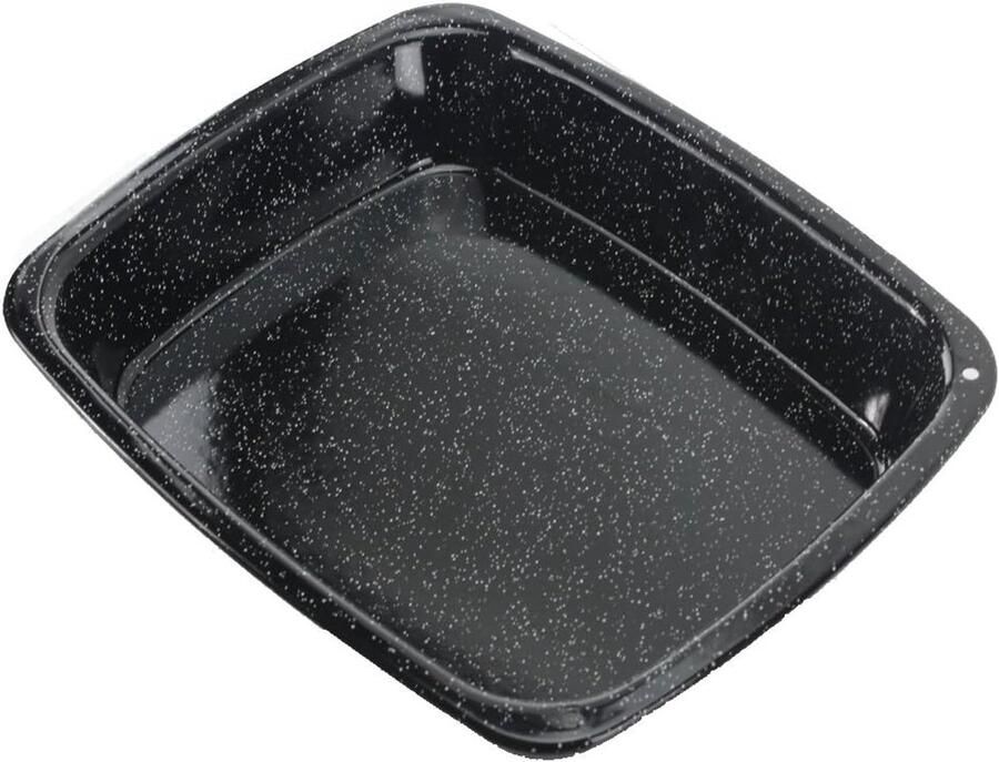 Oven Bakplaat Roosteren Tin Diep Bakken Glas Email Coating Rechthoekig Wit Gespikkeld