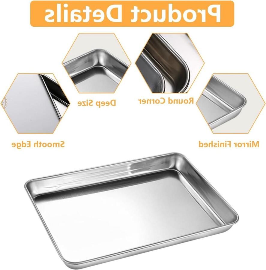Oven Bakplaat Set Roestvrij Staal Bakken en Braden Vaatwasserbestendig 20 Stuks 25x20cm Zilverkleurig