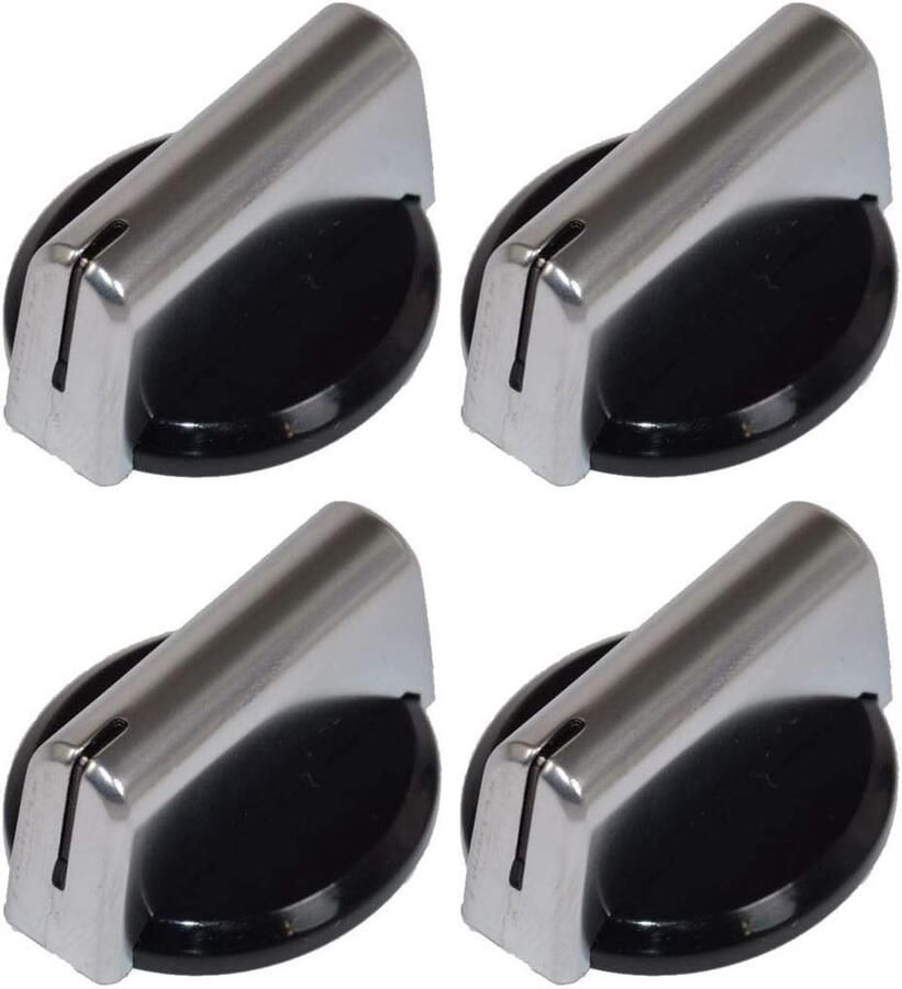 Oven Bedieningsknop Kookplaat Knop Apparaat Reparatie Set van Vier Standaard Maat Zwart Zilver
