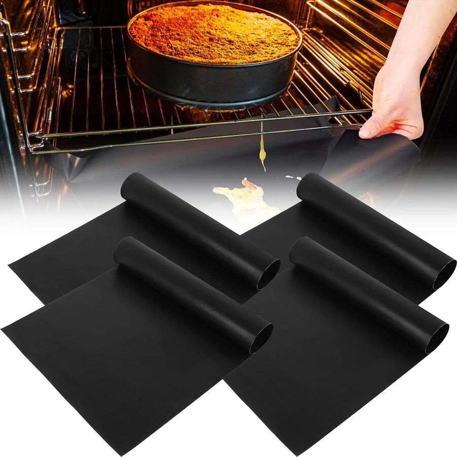 Oven Beschermmat Bakplaat Mat Oven Schoonhouden Hittebestendig 260°C 60 x 40 cm Zwart